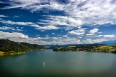 Niedzica, view from the castle of Czorsztyn, Pieniny, Poland.